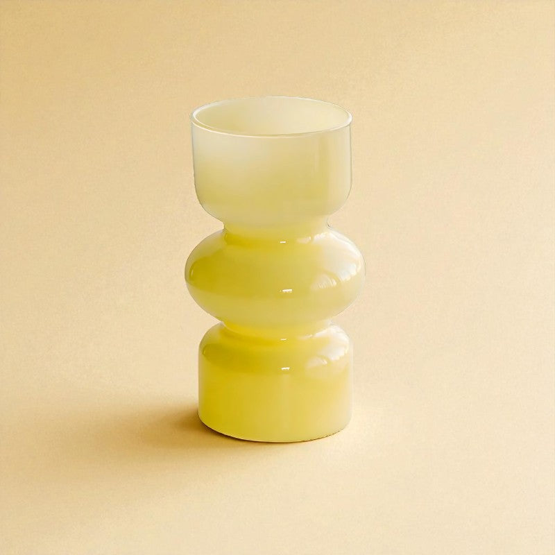 Vase en verre géométrique jaune