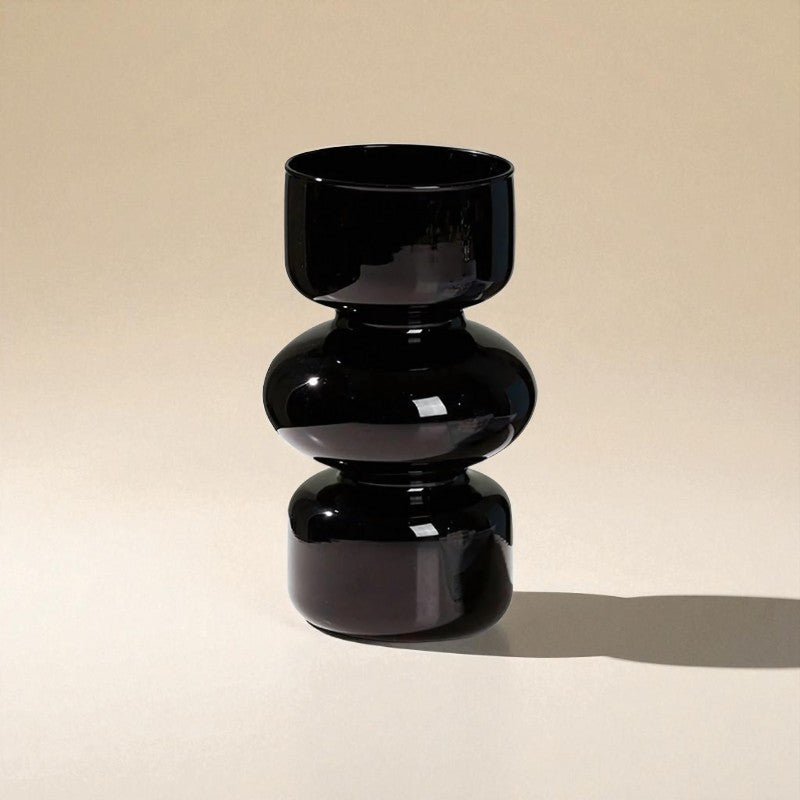 Vase en verre géométrique noir