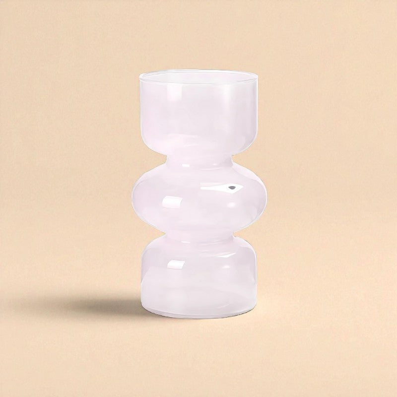 Vase en verre géométrique rose