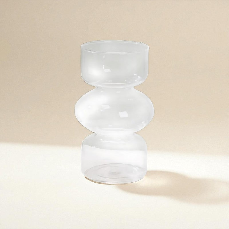 Vase en verre géométrique transparent