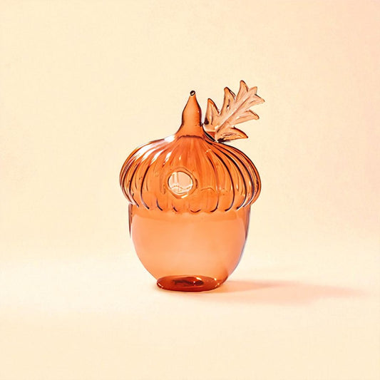 Vase en verre gland orange