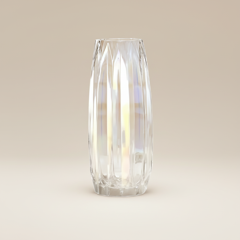 Vase en verre nordique transparent irisé taille L