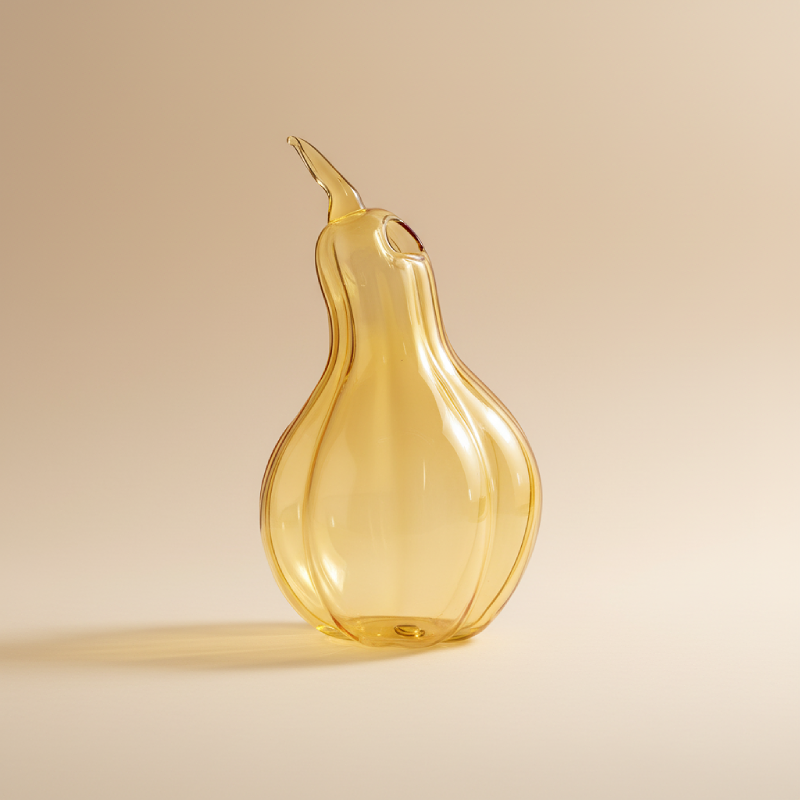 Vase en verre poire jaune