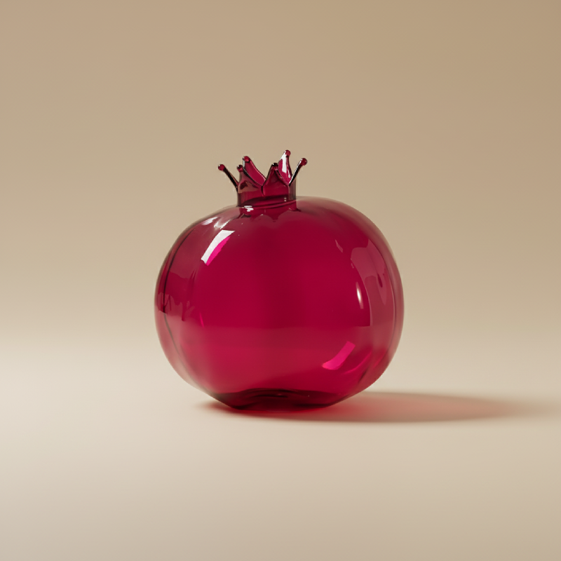 Vase en verre pomme rouge