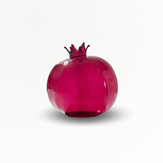 Vase en verre pomme rouge