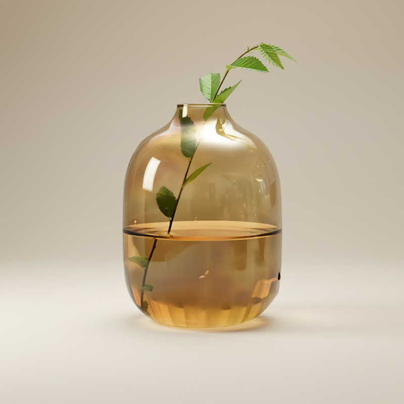 Vase en verre transparent ambre bombonne