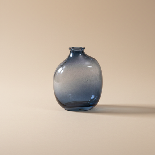 Vase en verre transparent bleu nuage taille L