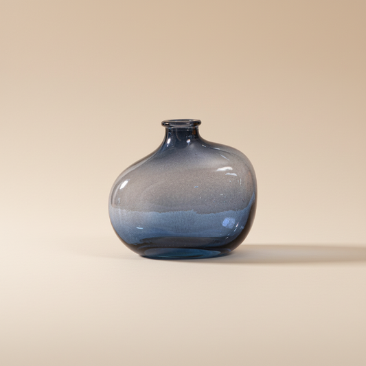 Vase en verre transparent bleu nuage taille M