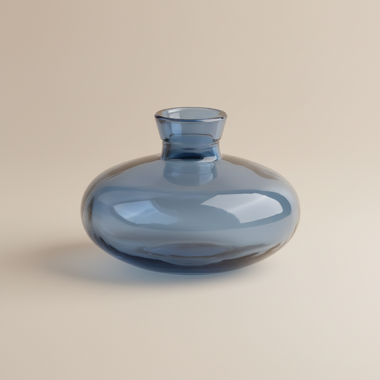 Vase en verre transparent bleu soucoupe