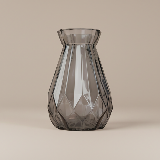 Vase en verre transparent conique noir