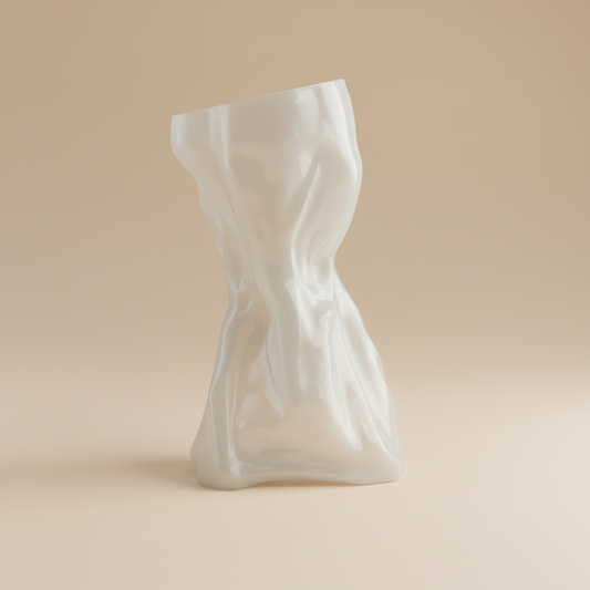 Vase en verre transparent fondu blanc