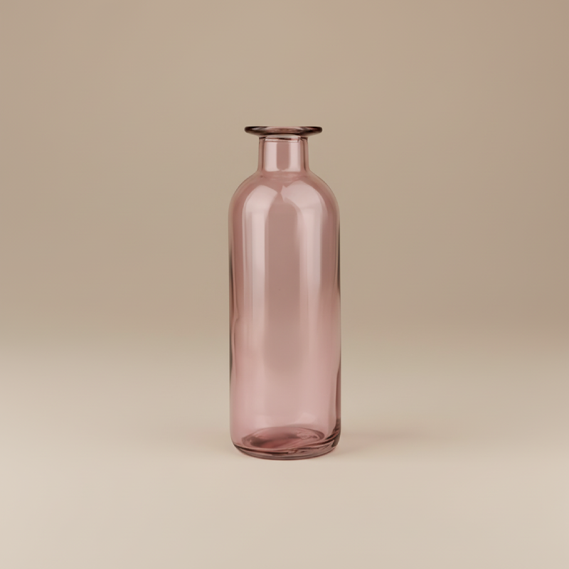 Vase en verre transparent marron bouteille taille M