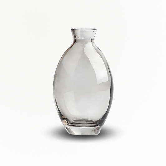 Vase en verre transparent noir ovale