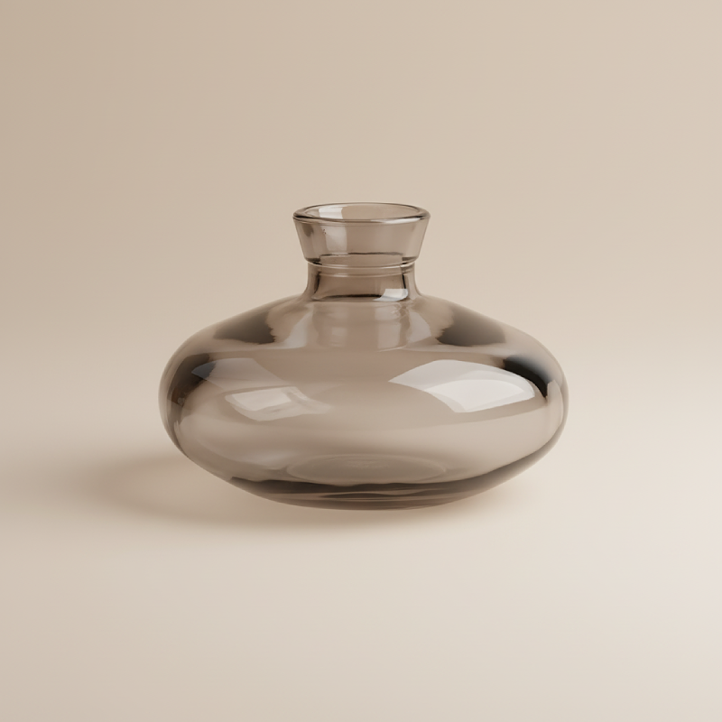 Vase en verre transparent noir soucoupe