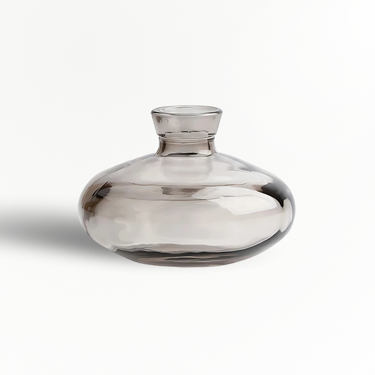 Vase en verre transparent noir soucoupe
