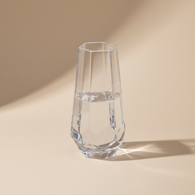 Vase en verre transparent origami