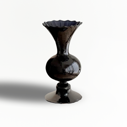 Vase en verre vintage noir