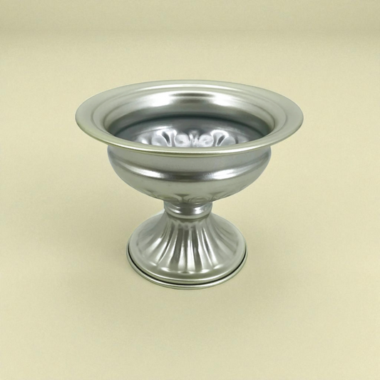 Vase métal centre de table argenté taille L