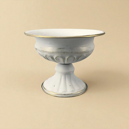 Vase métal centre de table blanc taille L