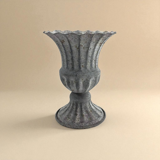 Vase metal centre de table gris allongé