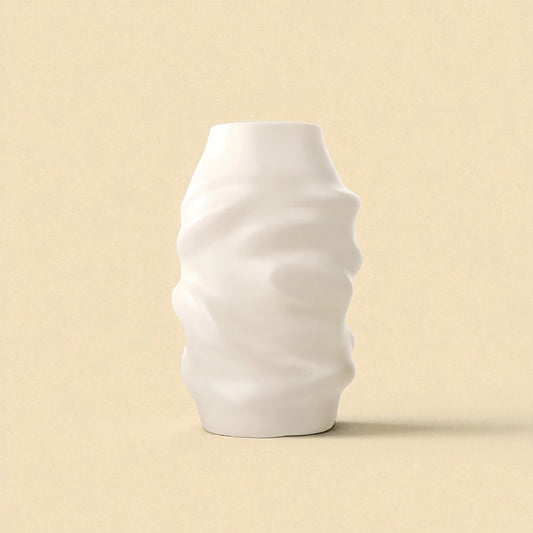 Vase ondulé blanc L