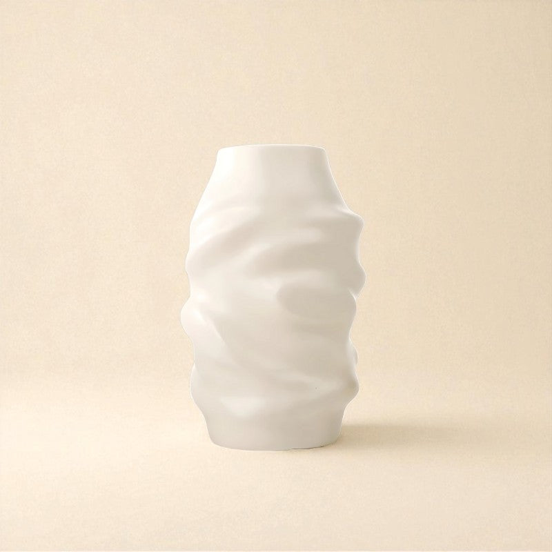 Vase ondulé blanc M