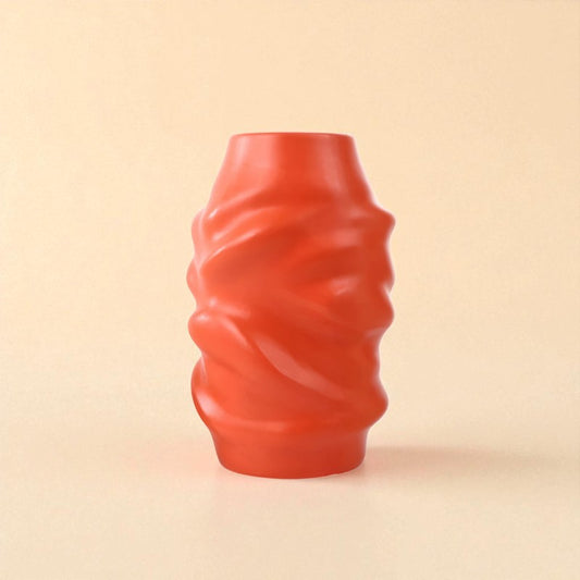 Vase ondulé rouge L