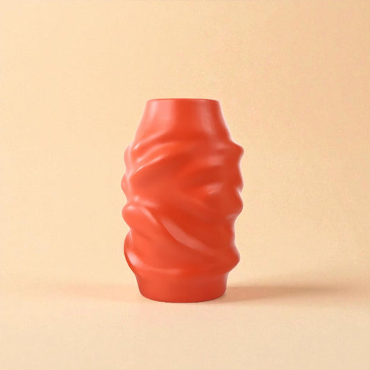 Vase ondulé rouge M