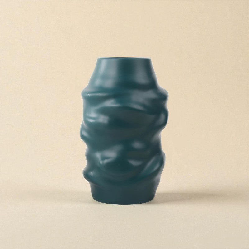 Vase ondulé vert L