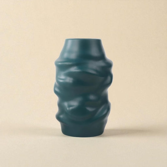 Vase ondulé vert L