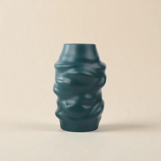 Vase ondulé vert M