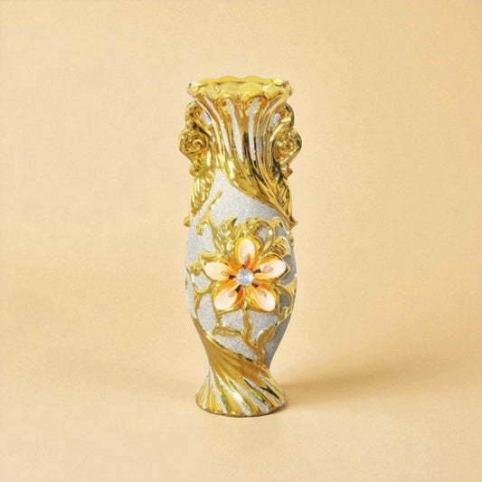 Vase porcelaine fleur dorée taille M