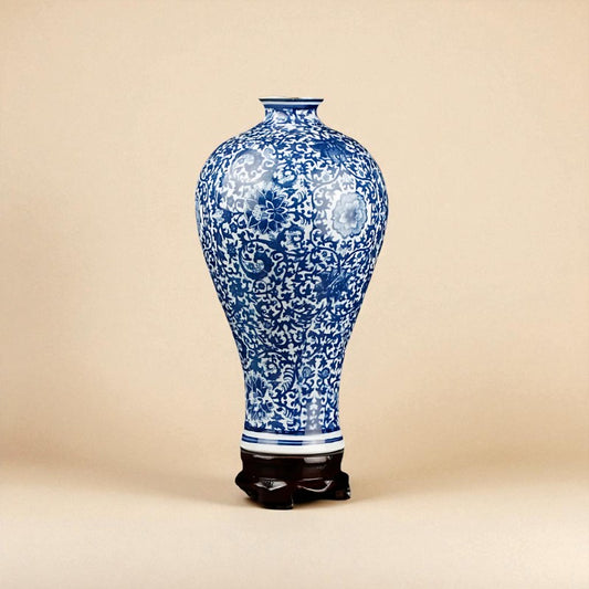 Vase porcelaine grande taille motif bleu type A