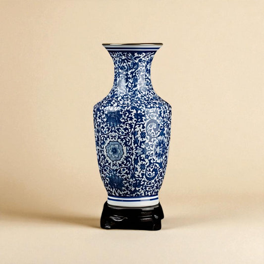 Vase porcelaine grande taille motif bleu type B