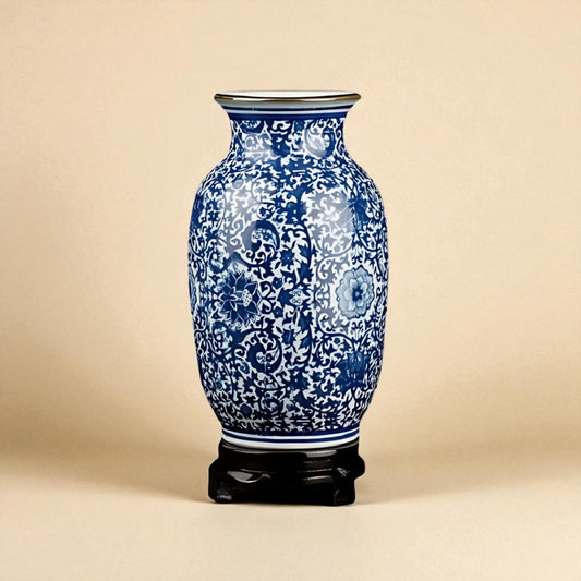 Vase porcelaine grande taille motif bleu type C
