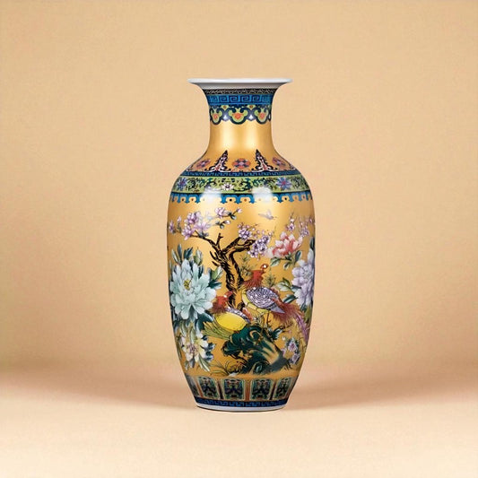 Vase porcelaine jaune