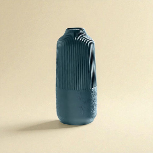 Vase strié cylindrique vert
