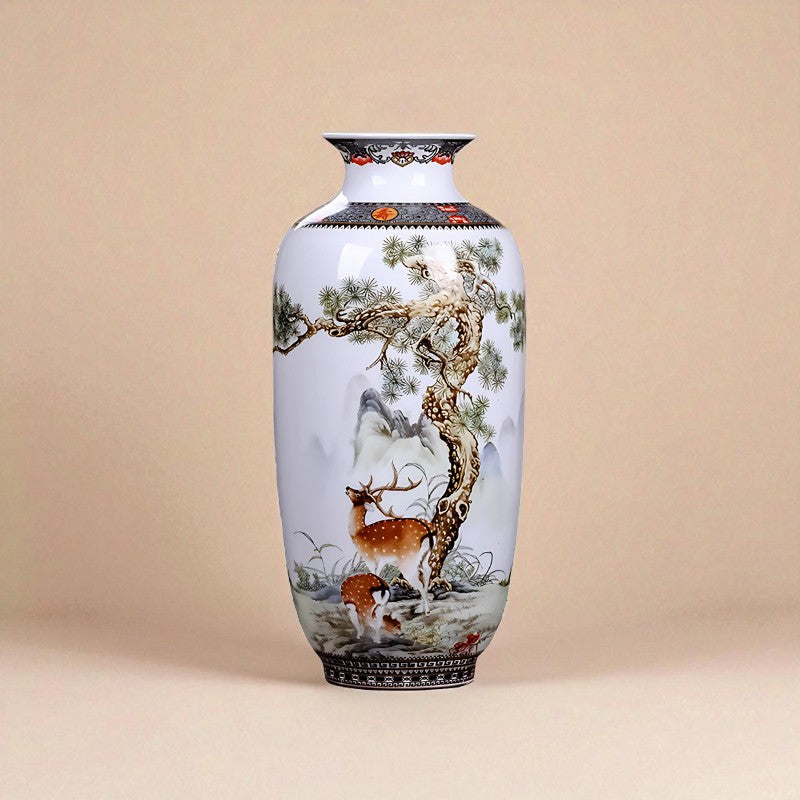 Vase vintage chinois cerf