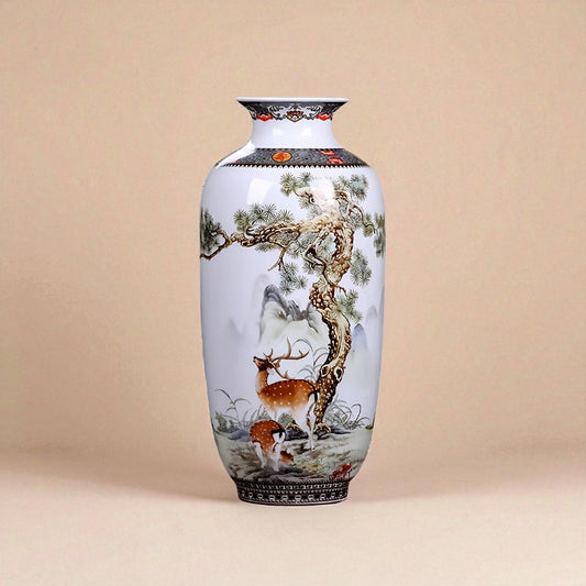 Vase vintage chinois cerf