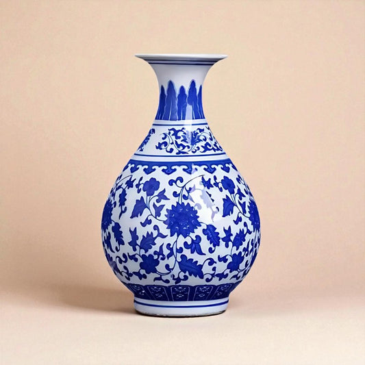 Vase vintage chinois décor bleu type 6