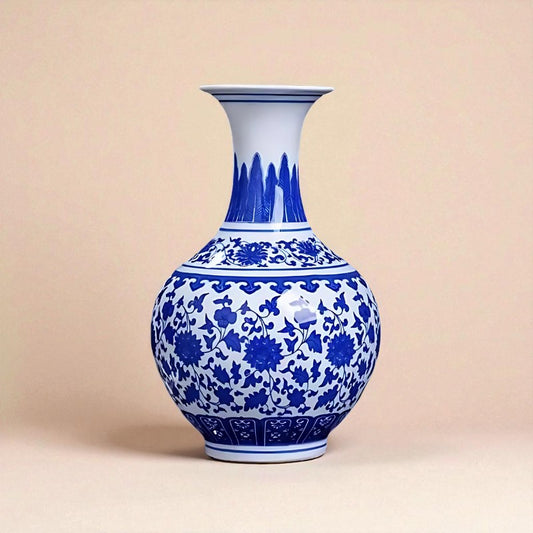 Vase vintage chinois décor bleu type 1