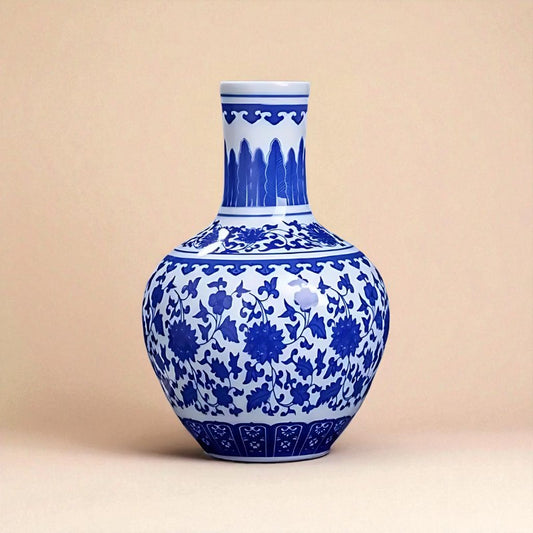 Vase vintage chinois décor bleu type 3