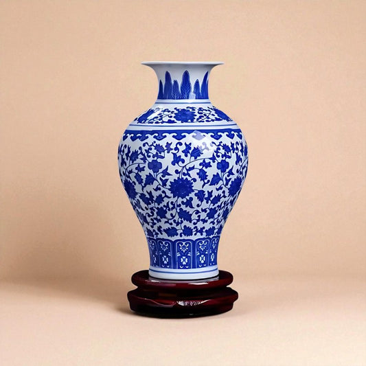 Vase vintage chinois décor bleu type 5