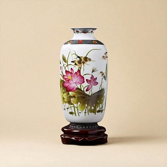 Vase vintage chinois fleur nénuphar