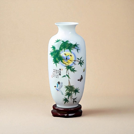 Vase vintage chinois oiseaux