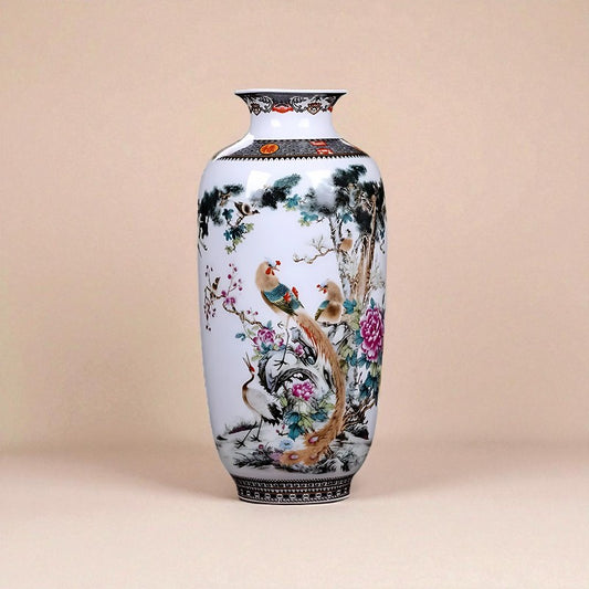 Vase vintage chinois paon