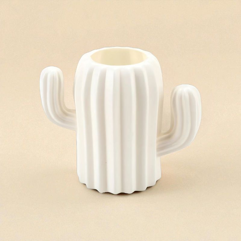 Vase cactus blanc