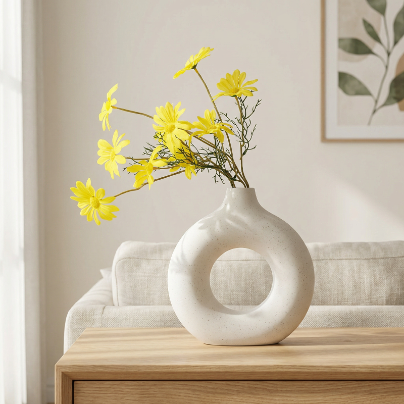 Vases en céramique design circulaire – Style minimaliste moderne