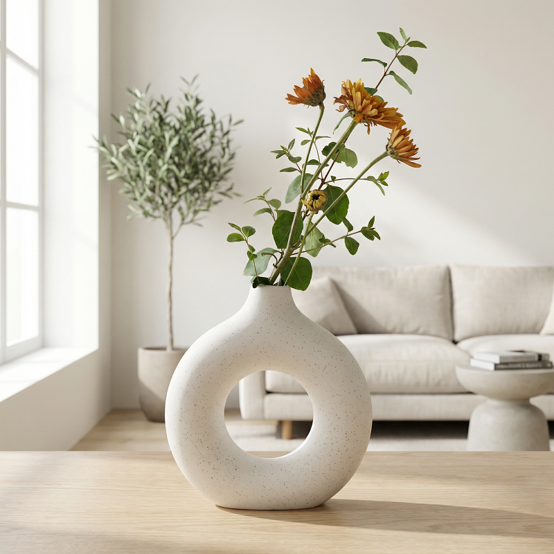 Vases en céramique design circulaire – Style minimaliste moderne