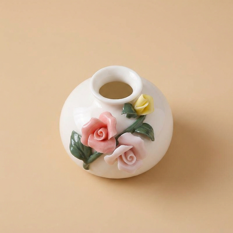 Vases en céramique roses en relief – Collection décorative élégante